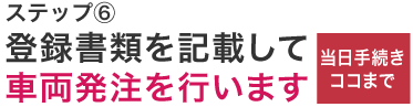 登録書類を記載して車両発注を行います